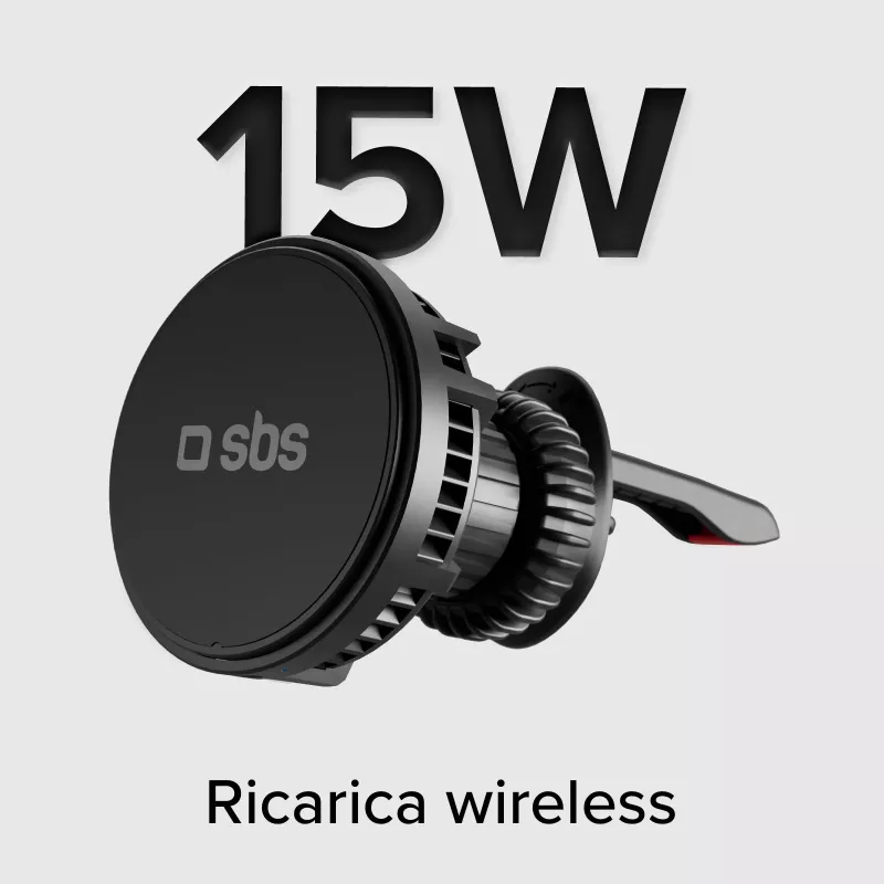 Carregador de automóvel sem fios SBS TESUPFANWIR15W 15W Qi com ventoinha de arrefecimento - Preto