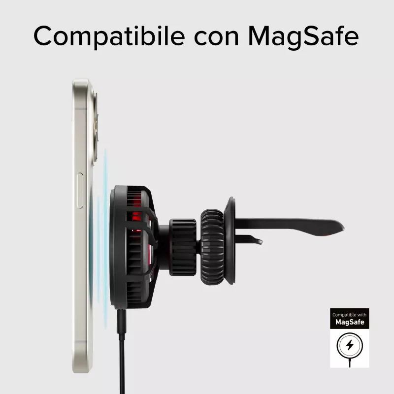 Carregador de automóvel sem fios SBS TESUPFANWIR15W 15W Qi com ventoinha de arrefecimento - Preto