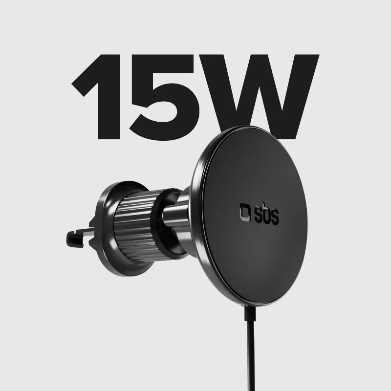 SBS Carregador de carro sem fios MagSafe magnético 15W - preto