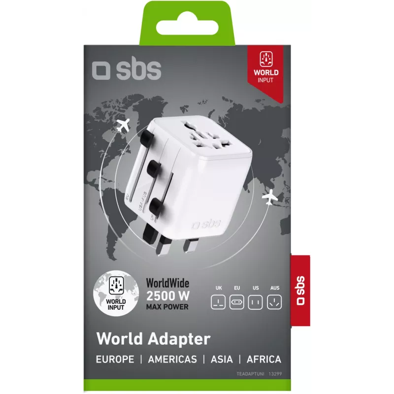 Adaptador de viagem universal SBS TEADAPTUNI - Branco