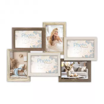 ZEP Trani 6Q SH566 moldura multifoto MDF para 6 fotos 10x15cm preta