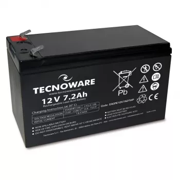 Bateria de alimentação TECNOWARE 12V 7,2Ah AGM VRLA com conector Faston 6,3mm