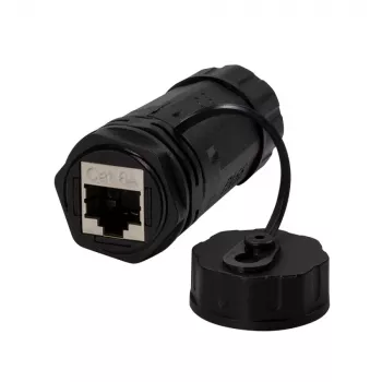 TECHLY IWP-MD C6A-IPGLT Acoplamento RJ45 Fêmea para RJ45 Fêmea IP68 Cat6A SFTP, Preto
