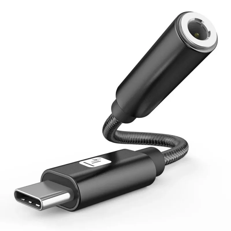 TECHLY Adaptador USB-C para Áudio 3,5mm com DAC, 12cm, Preto
