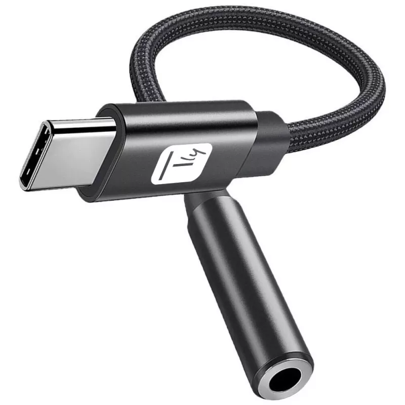 TECHLY Adaptador USB-C para Áudio 3,5mm com DAC, 12cm, Preto