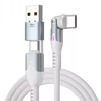 STATIK PowerPivot Pro Cabo USB-C Rotativo 2-em-1 Branco 2m