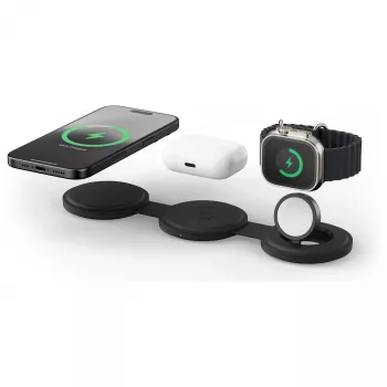 Satechi OntheGo Carregador Sem Fios 3-em-1 com Qi2, Preto, 15W, ST-QTG31K