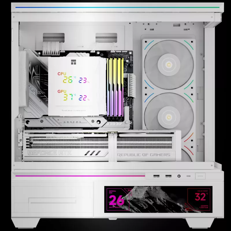 Arrefecedor de CPU a Ar Thermalright Royal Knight 120 Digital White Torre Simples, Ventoinha PWM de 120mm, 6 Heatpipes, Visor Digital, 245W TDP, Branco