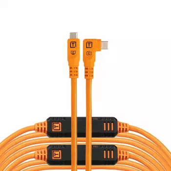 Tether Tools TetherPro USB-C Optima 10G Right-Angle laranja 9.4m