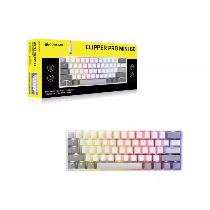 CORSAIR CLIPPER PRO MINI 60 teclado gaming Hall Effect branco