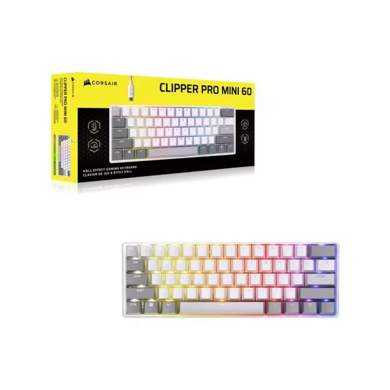 CORSAIR CLIPPER PRO MINI 60 teclado gaming Hall Effect branco