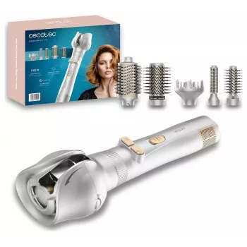 Escova de ar quente rotativa Cecotec CeramicCare 6in1 Gyro, 1100 W, 6 acessórios