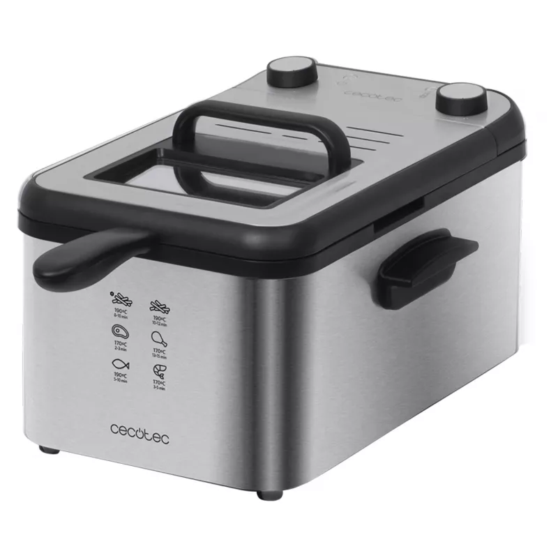 Cecotec CleanFry Infinity 3000 Full Inox fritadeira, 3L de capacidade de óleo, 1kg de capacidade de alimentos, 2400W, aço inoxidável