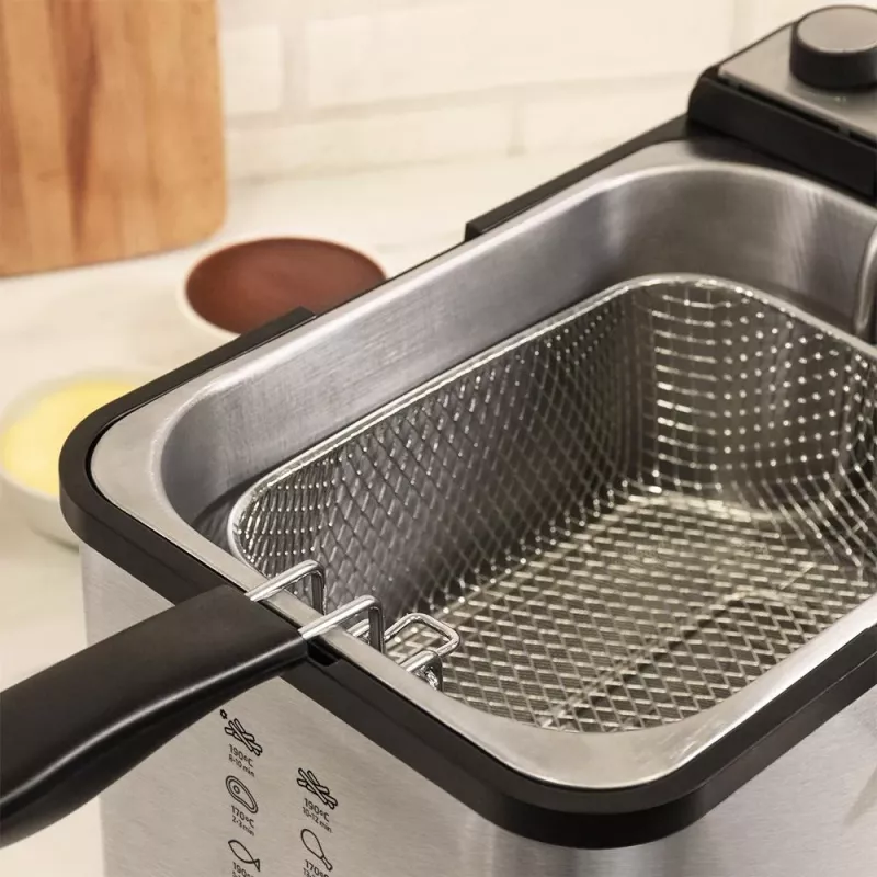 Cecotec CleanFry Infinity 3000 Full Inox fritadeira, 3L de capacidade de óleo, 1kg de capacidade de alimentos, 2400W, aço inoxidável