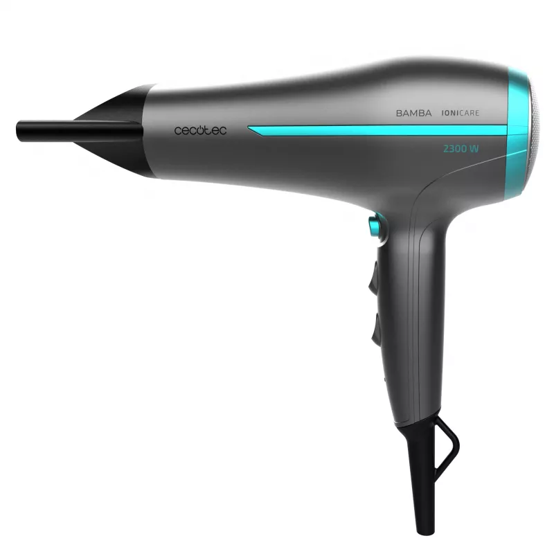 Cecotec Bamba IoniCare 5200 Aura Black secador de cabelo com iões, 2200 W, motor AC profissional, função de iões, 3 níveis de temperatura, 2 velocidades, botão de ar frio, inclui concentrador e difusor, preto
