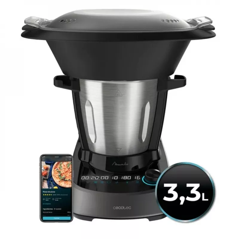 Robot de cozinha multifunções Cecotec Mambo 11090, 1700 W, 3,3 L, aço inoxidável, Wi-Fi