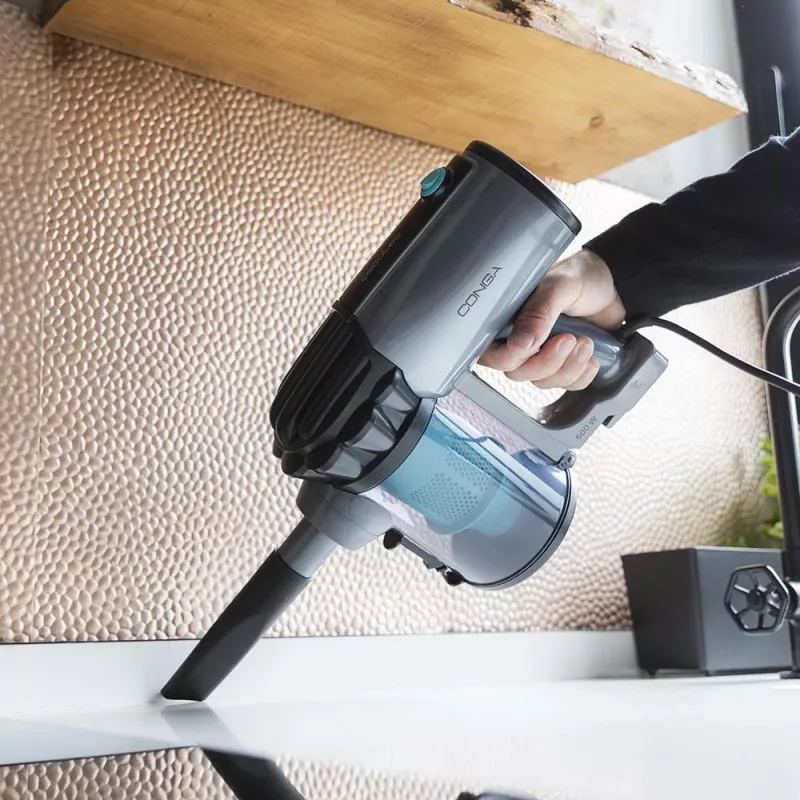 Aspirador vertical e de mão 2 em 1 Cecotec Conga Thunderbrush 560, 600 W, ciclónico, sem saco, com fio, cabo de 6 m, escova motorizada, branco