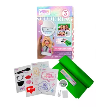 Anel de luz LED KIDS para telemóvel selfie vlog + conjunto de acessórios ecrã verde 1,5x1m Wow Generation / Wow00024