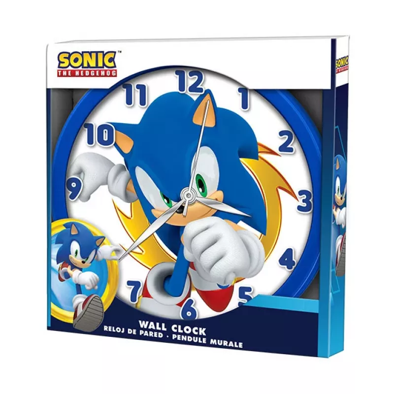 Relógio de parede infantil Sonic The Hedgehog 25 cm redondo de plástico analógico de quartzo multicolor
