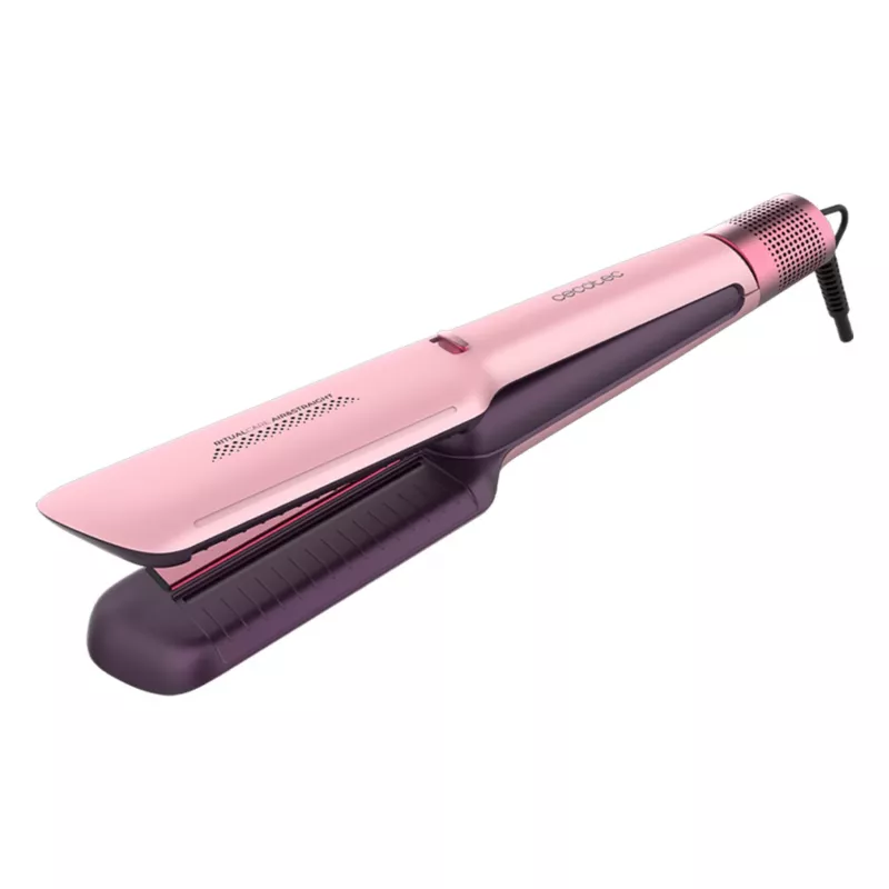 Alisador de cabelo de ar quente Cecotec Air Lisse Cotton Candy 1000W cerâmica com queratina e óleo de argão, 3 níveis de temperatura, tecnologia iónica anti-frizz, cabo de 360°, desligamento automático, Rosa/Branco