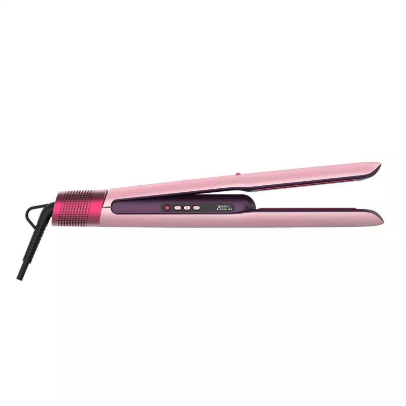 Alisador de cabelo de ar quente Cecotec Air Lisse Cotton Candy 1000W cerâmica com queratina e óleo de argão, 3 níveis de temperatura, tecnologia iónica anti-frizz, cabo de 360°, desligamento automático, Rosa/Branco