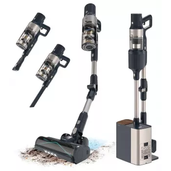 Aspirador com bateria 3 em 1 Cecotec Conga Rockstar 5500 Hurricane Station Flex, 26 kPa, 680 W, 90 min de autonomia, iões de lítio