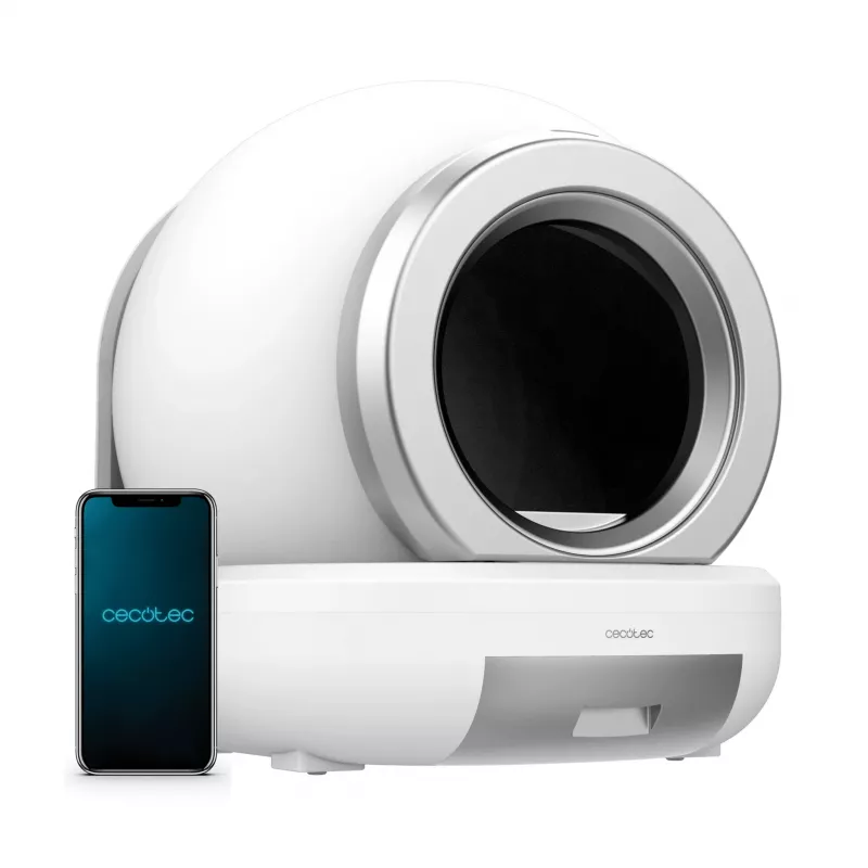 Cecotec Pumba 7000 CleanKitty Pá para Areia de Gato Autolimpante Compacta Conectada, Wi-Fi, Depósito de Resíduos 10L, Capacidade de Areia 6L, Rotação Automática, Sensores de Segurança, App para Smartphone