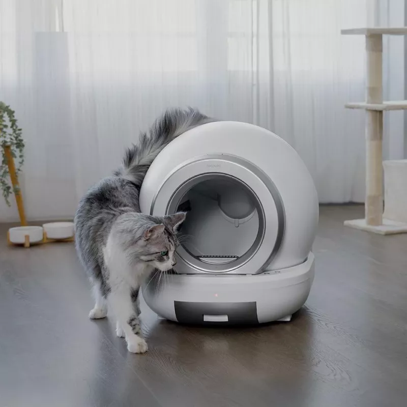 Cecotec Pumba 7000 CleanKitty Pá para Areia de Gato Autolimpante Compacta Conectada, Wi-Fi, Depósito de Resíduos 10L, Capacidade de Areia 6L, Rotação Automática, Sensores de Segurança, App para Smartphone