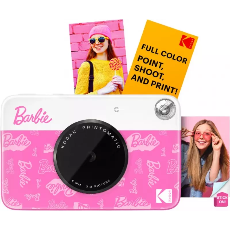 Câmara digital instantânea KODAK Printomatic Barbie Edition 5MP + 5 folhas de papel fotográfico ZINK rosa