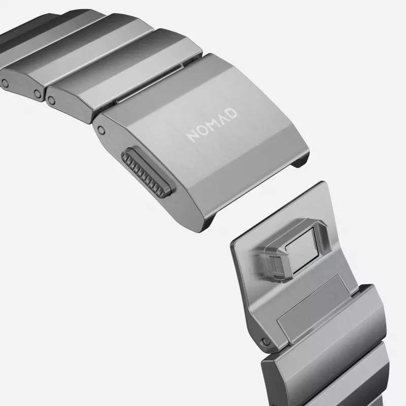 NOMAD Titanium Band V3 - Bracelete em metal escovado Natural Titanium para Apple Watch 46mm/49mm