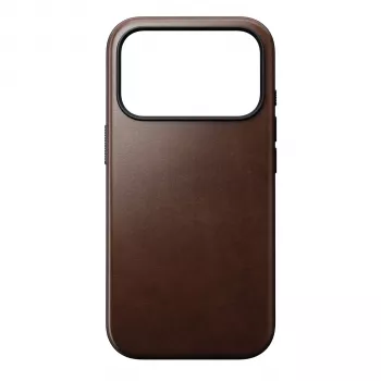 Capa de couro moderna NOMAD para iPhone 17 Pro - couro Horween Rustic Brown com MagSafe