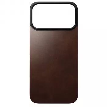 Capa traseira de couro moderna Nomad para Apple iPhone 17 Pro Max, compatível com MagSafe, couro Horween flor integral, Rustic Brown