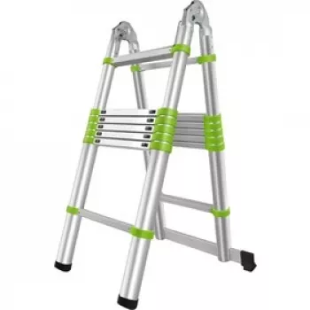 FIELDMANN Escadote telescópico FZZ 4006 - 3,8 m, 13 degraus, capacidade de carga 150 kg, liga de alumínio
