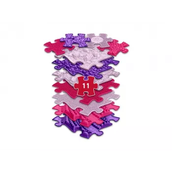 Conjunto de tapetes sensoriais ortopédicos Muffik 11-in-1 rosa 11 peças puzzle tapete sensorial MFK-063