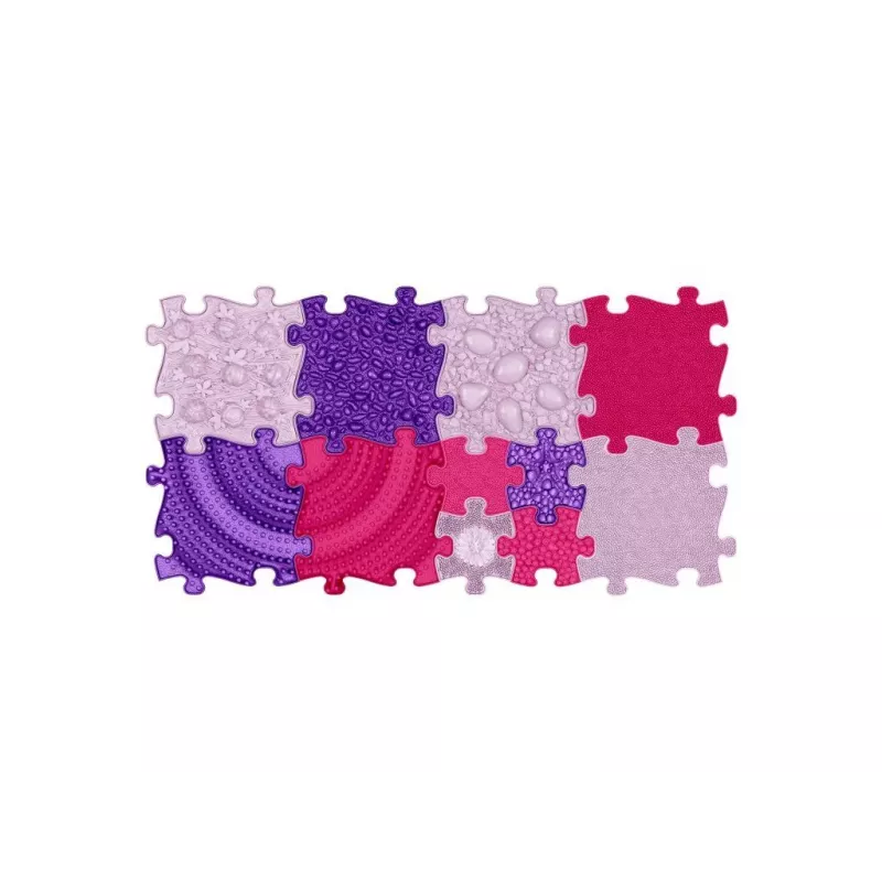 Conjunto de tapetes sensoriais ortopédicos Muffik 11-in-1 rosa 11 peças puzzle tapete sensorial MFK-063