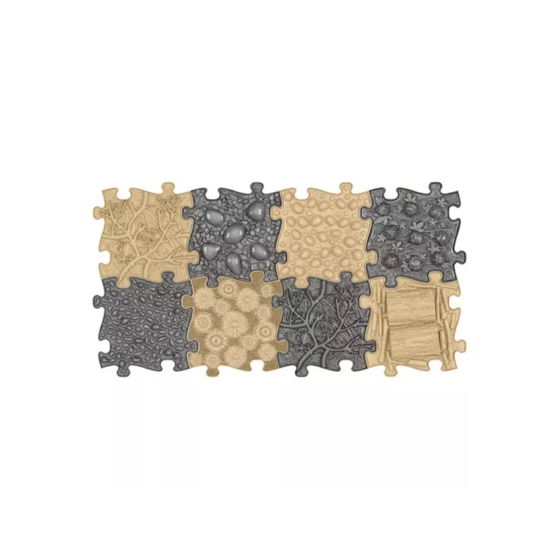 Conjunto de tapetes sensoriais ortopédicos Muffik 8-in-1 natural 8 peças puzzle MFK-065