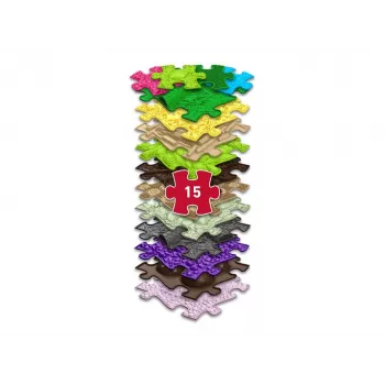 Conjunto de tapetes sensoriais ortopédicos MUFFIK 15-in-1, ladrilhos puzzle interligáveis para correção de pés cambados, 15 peças, multicolor