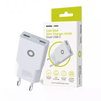 Carregador Slim Mobile Origin 30W TÜV MO18 Dual USB-C