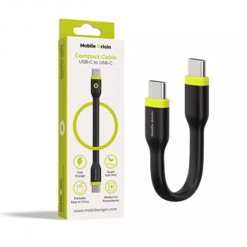 Cabo compacto Mobile Origin USB-C para USB-C preto 10 cm