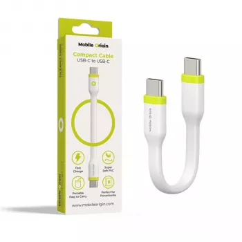 Cabo compacto Mobile Origin USB-C para USB-C branco 10cm