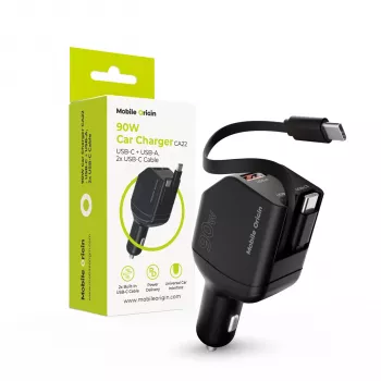 Mobile Origin Carregador de Automóvel 90W CA22 USB-C+USB-A com 2 cabos de 60cm
