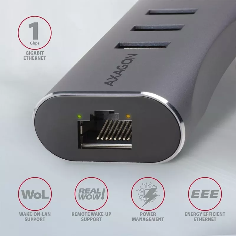 AXAGON HMA-GL3AP Hub Multiporta USB 3.0 Type-A Gbit LAN 3x USB-A