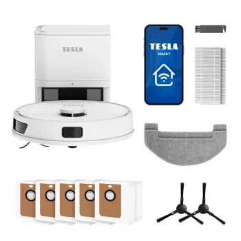 Tesla RoboStar iQ660 Plus Aspirador Robô com Navegação LiDAR, Função de Limpeza Húmida e Estação de Carregamento, Branco