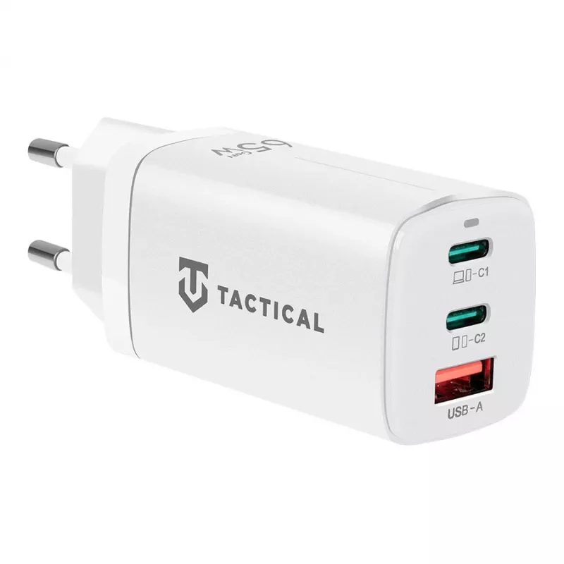 Adaptador Tactical FlashBang GaN branco 65W carregador USB-C