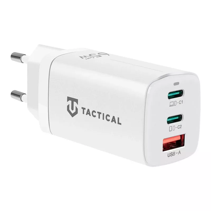 Adaptador Tactical FlashBang GaN branco 65W carregador USB-C