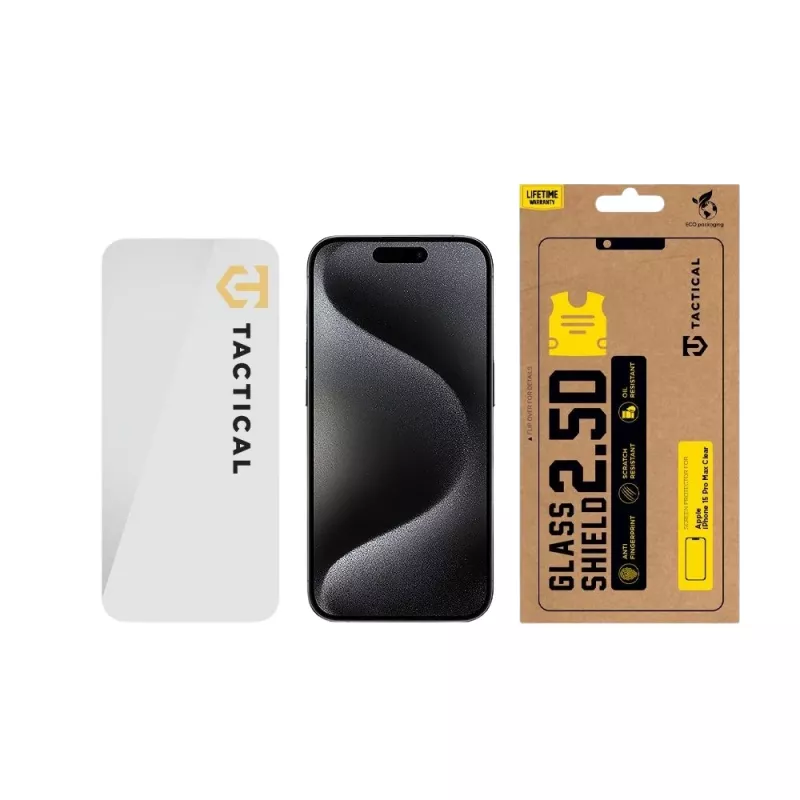 Tactical Glass Shield 2.5D para iPhone 15 Pro transparente