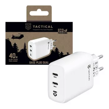 Carregador de parede Tactical Base Plug Dual 40W branco GaN