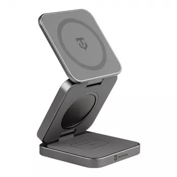 Suporte de automóvel magnético tático MagForce Saviour 3em1 com carregador sem fios e power bank 5000 mAh preto