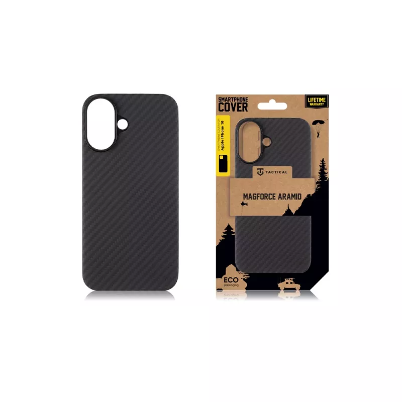 Capa traseira tática MagForce Aramid para iPhone 16 preta