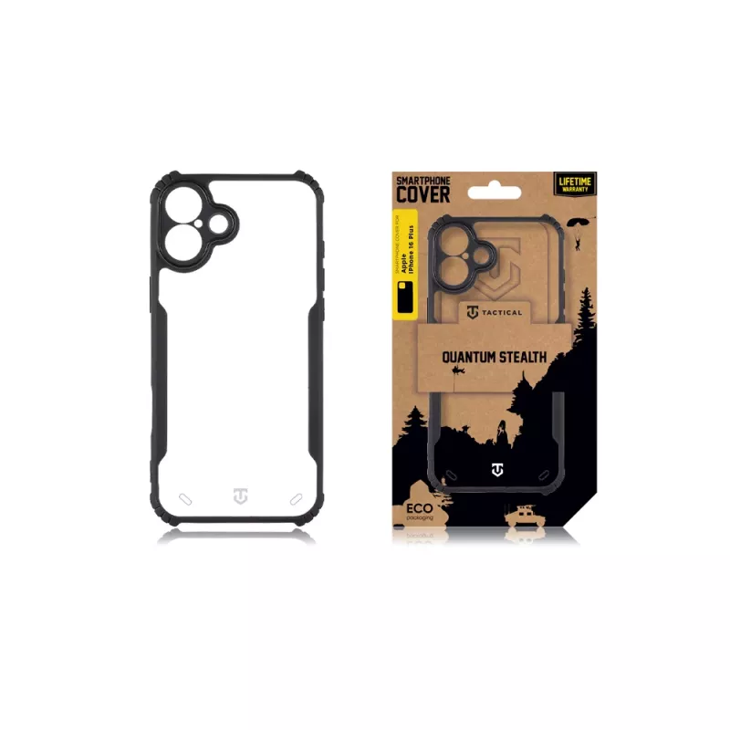 Capa traseira tática Quantum Stealth iPhone 16 Plus transparente/preto